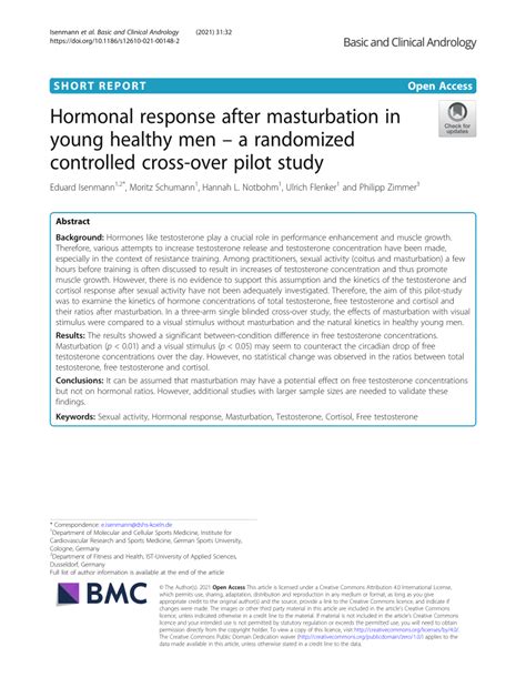 Hormonal response after masturbation in young healthy men – a ...